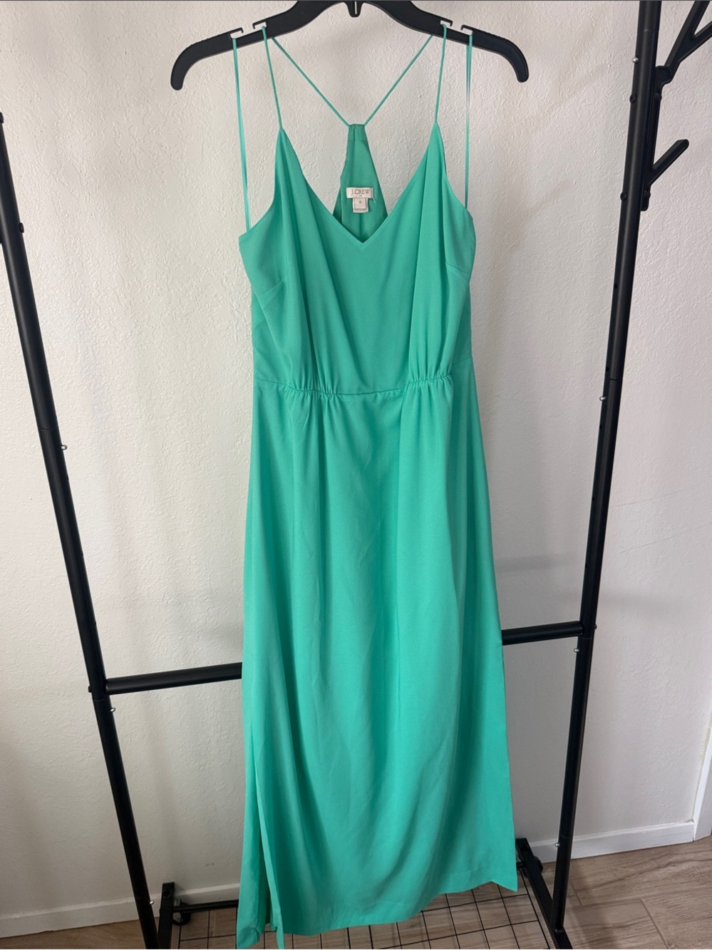 J. Crew Teal Strappy V-Neck Maxi Dress